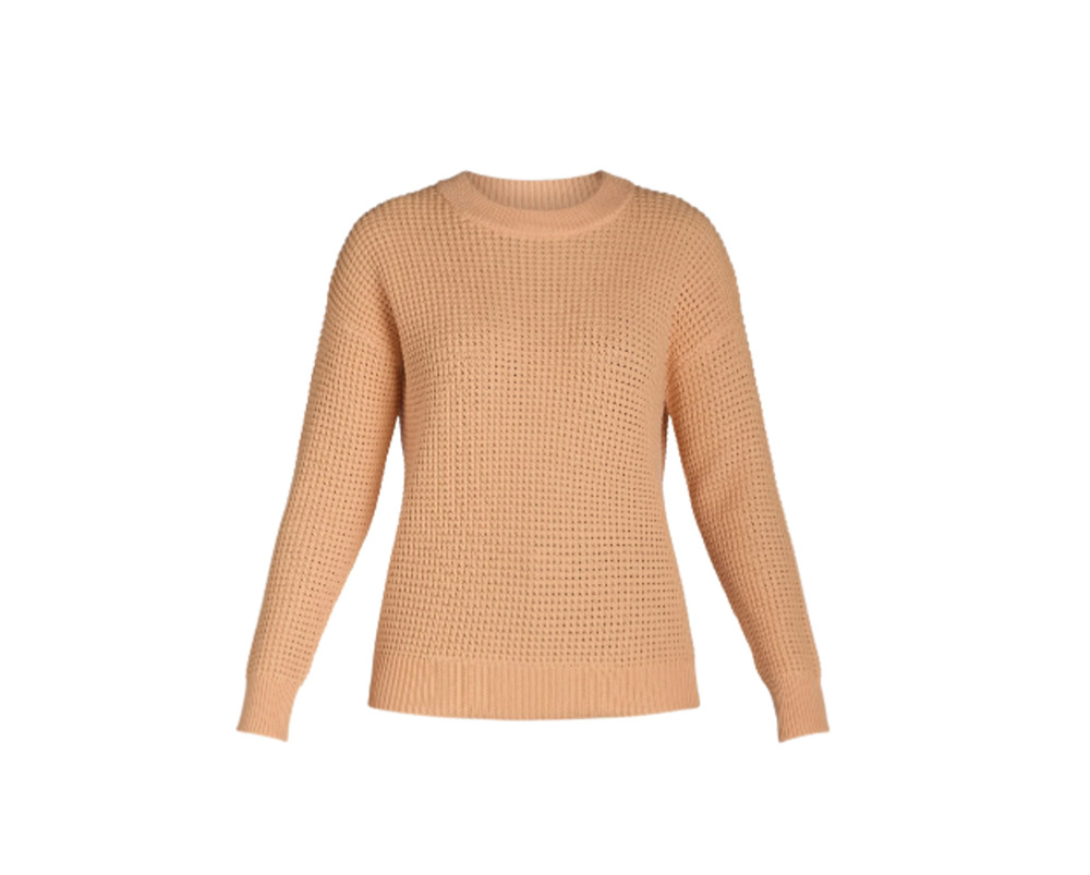 Time and Tru Womans Waffle Stitch Sweater Long Sleeves Brown Acorn Size L NWT